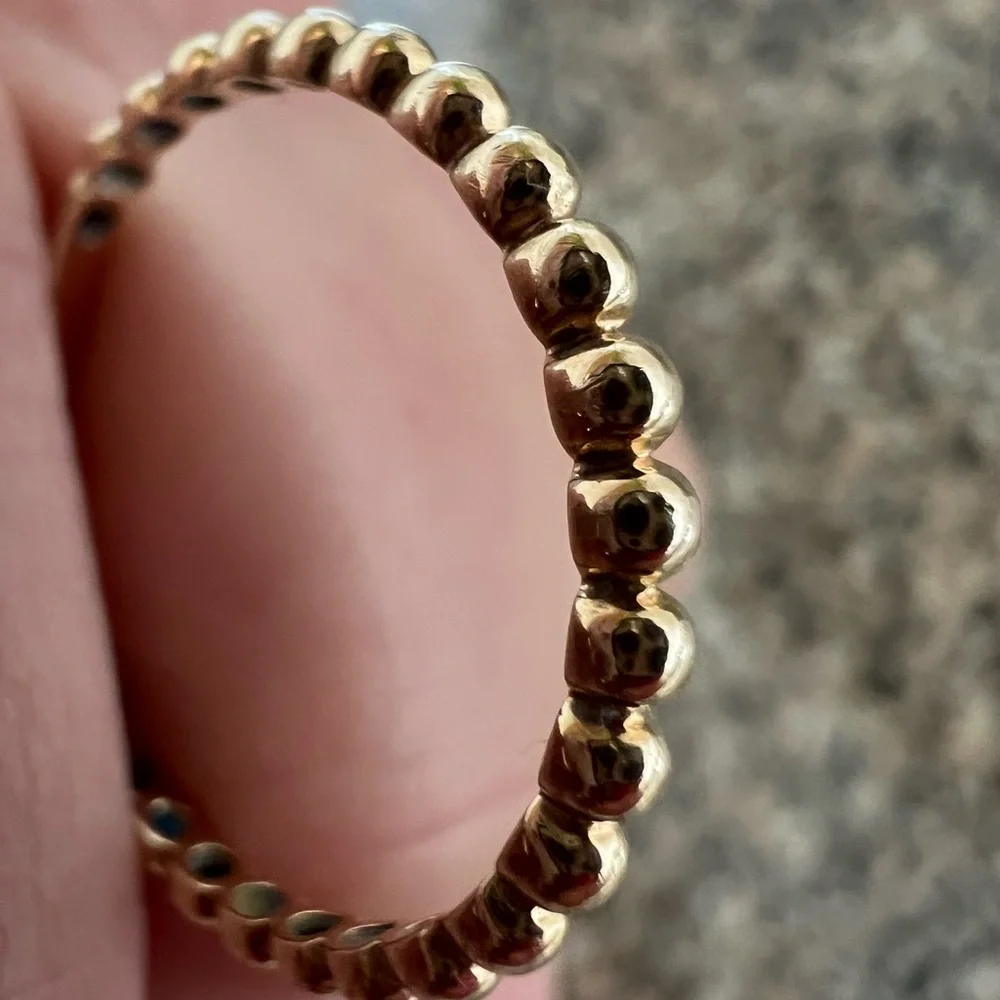 14K Stackable Beaded Band